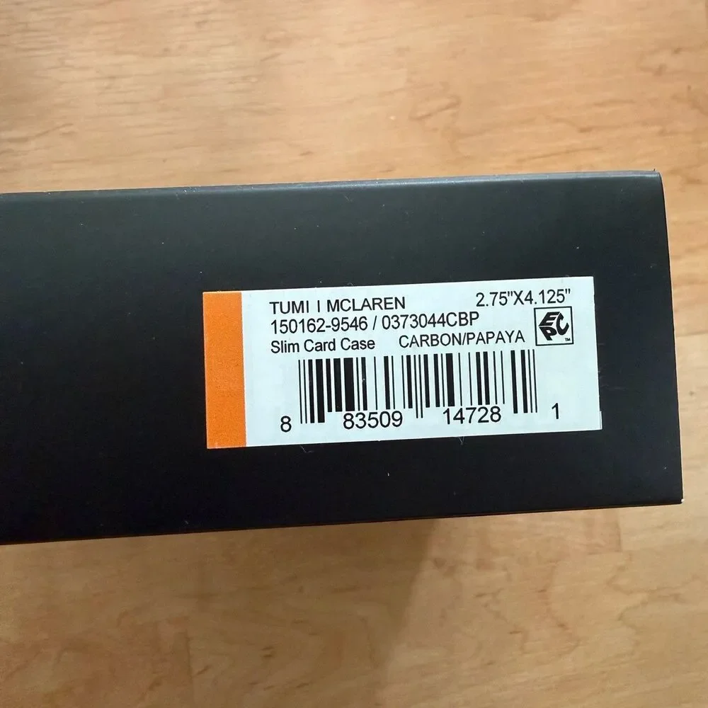 New Authentic Tumi McLaren Wallet Men Carbon Limited Slim Card Case Papaya